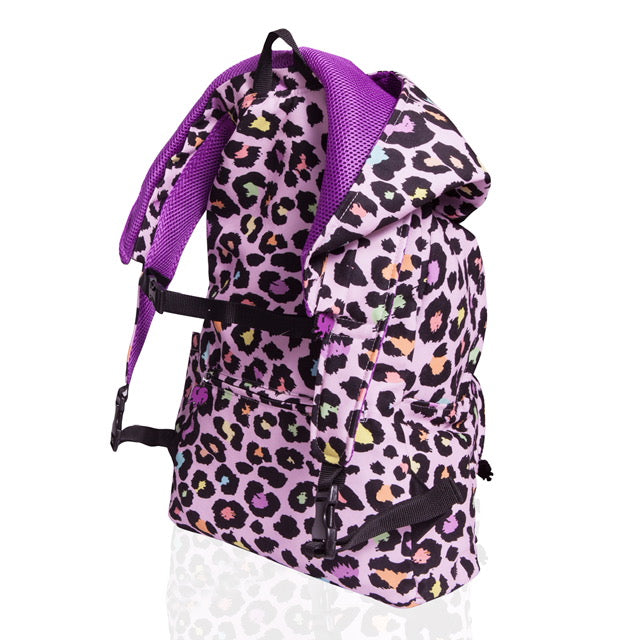 Big Kids - Hooded Backpack - Waterproof - Pink Leopard