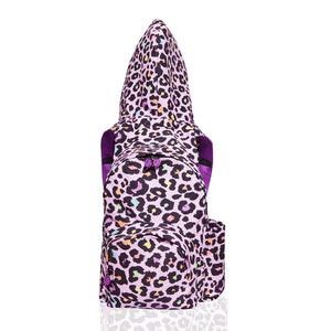 Big Kids - Hooded Backpack - Waterproof - Pink Leopard