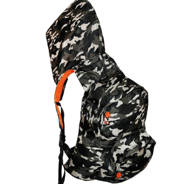 Big Kids - Hooded Backpack - Waterproof - Camo Orange