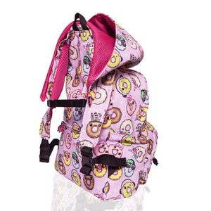 Big Kids - Hooded Backpack - Waterproof - Donuts