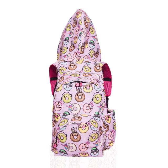 Big Kids - Hooded Backpack - Waterproof - Donuts