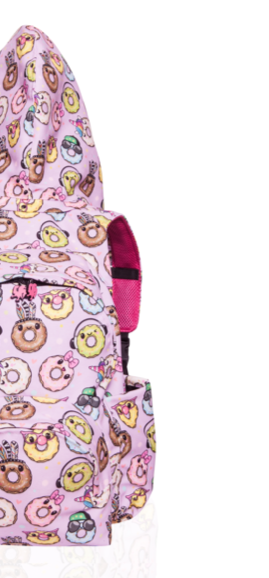 Big Kids - Hooded Backpack - Waterproof - Donuts