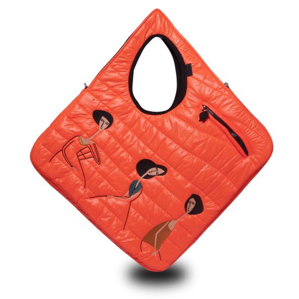 Puffer Diagonal Tote Bag with Girl Figures - MODIGLIANI - Reversible and Water-repellent