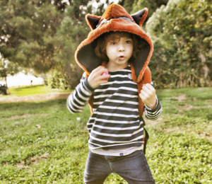 Fox - Little Kids Backpack with Detachable Hood- Water-repellent