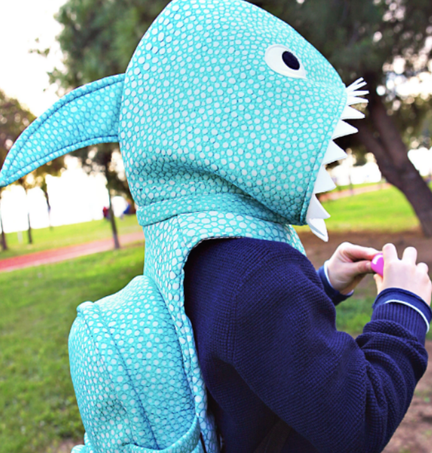Shark - Kids Backpack with Detachable Hood - Water-repellent
