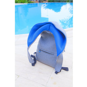 Grey Blue Hooded Backpack with Detachable Hood - Mini