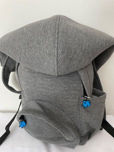 Grey Blue Hooded Backpack with Detachable Hood - Mini