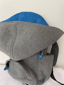Grey Blue Hooded Backpack with Detachable Hood - Mini