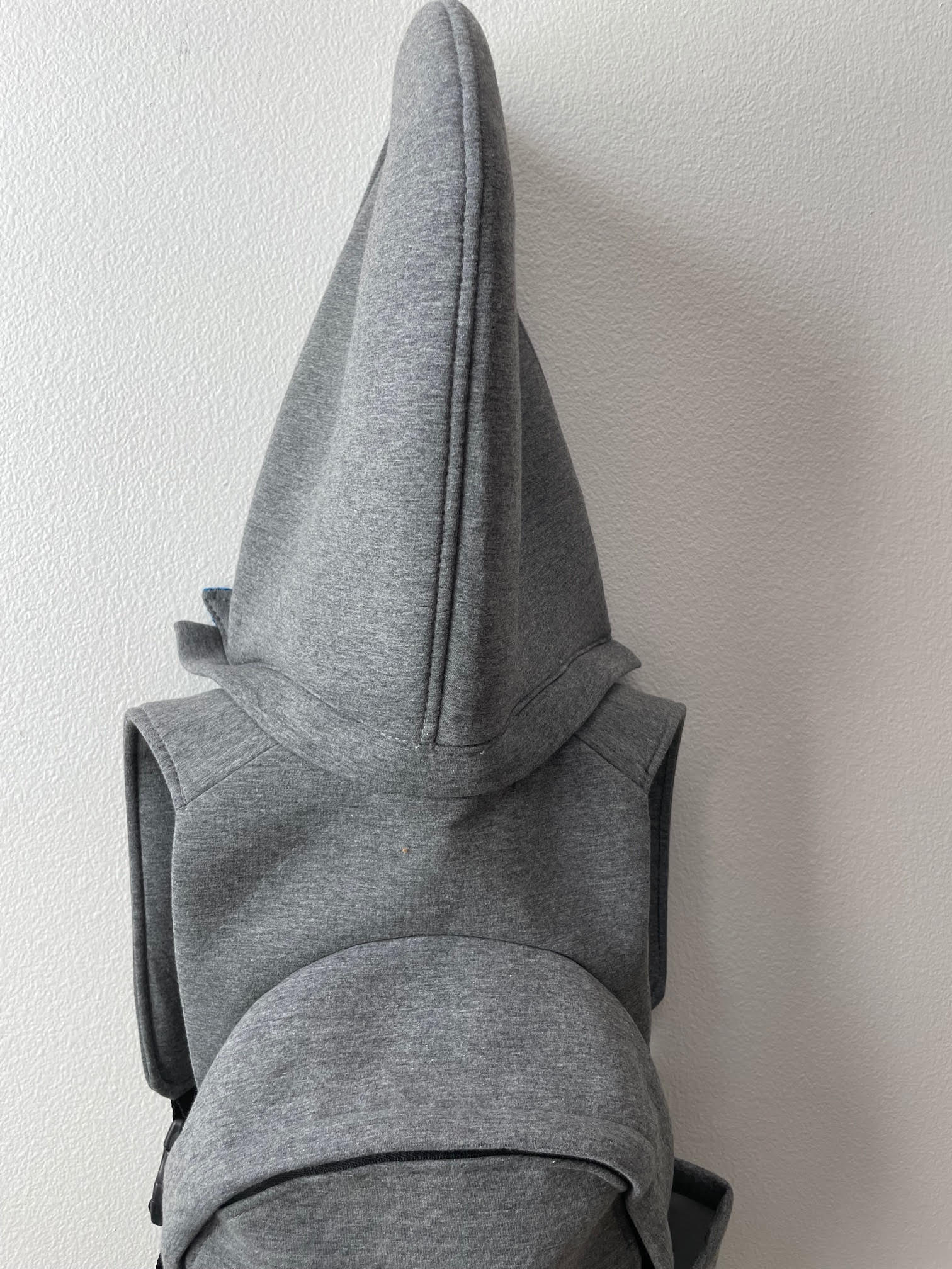 Grey Blue Hooded Backpack with Detachable Hood - Mini