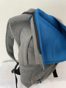 Grey Blue Hooded Backpack with Detachable Hood - Mini